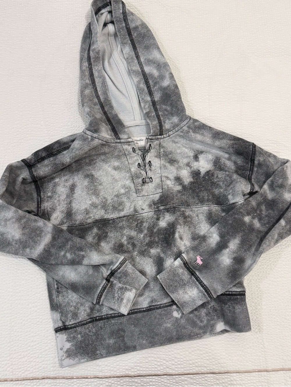 Lightweight Girls Gray Tie-Dye Hoodie Sweater - Polo Style